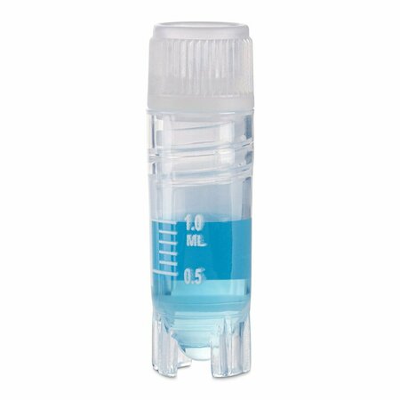 GLOBE SCIENTIFIC Cryogenic Vials, 1.0ml, Sterile, Internal Threads, Attached Screwcap with O-ring seal, CB, SS, PG, WS, 500PK 3034-1